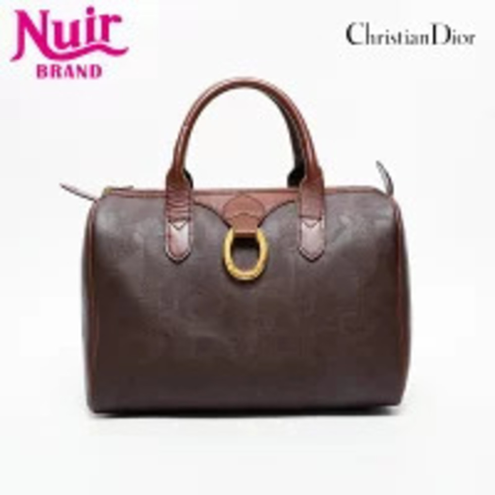 Christian Dior Logo Boston Bag Brown